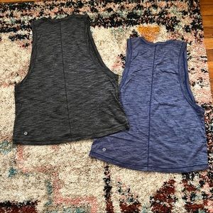 Bundle of 2 Lululemon Cardio Squad Tank II in Heathered Hero Blue and Black 6